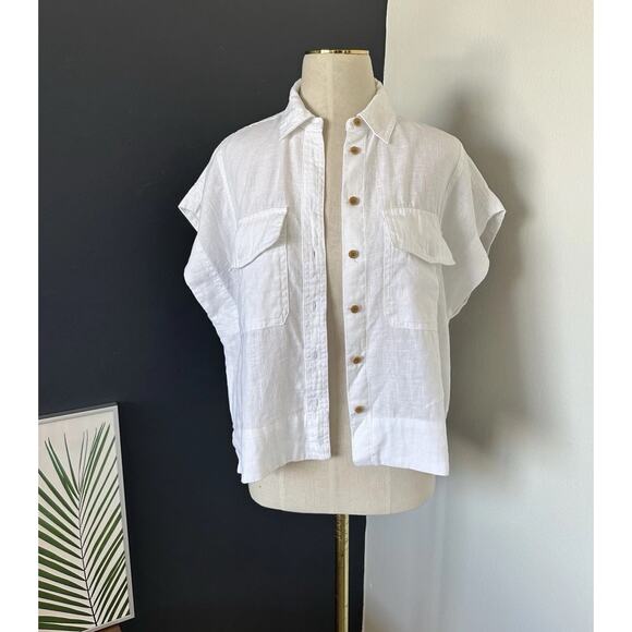MADEWELL Linen Shirt Women Flap-Pocket Button Up NO994 - Picture 8 of 12